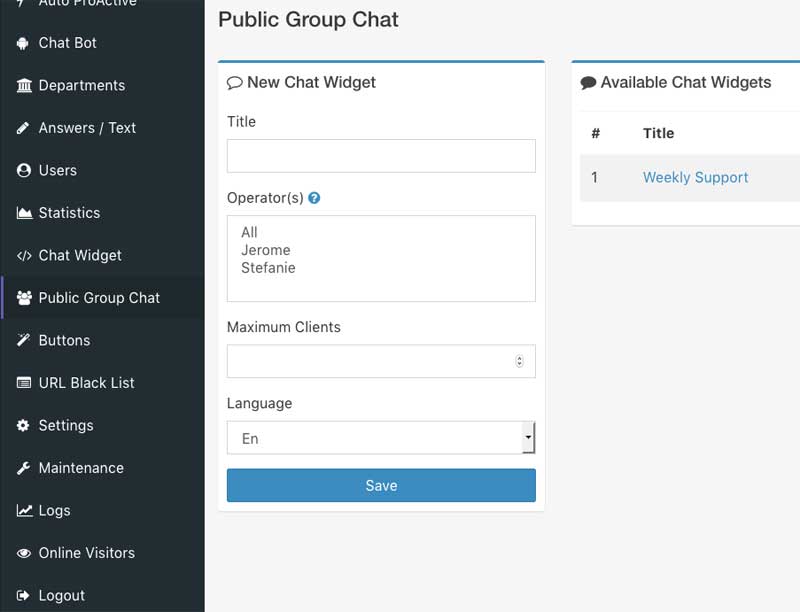 public chat group operator